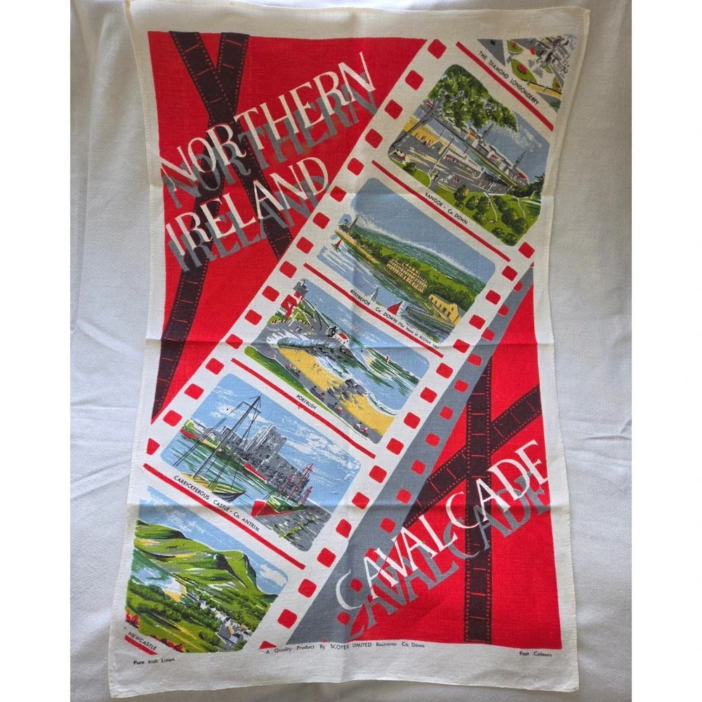 Vintage Irish Linen Tea Towels Lot of 4 - N. Ireland‎ St Vincent Souvenirs
